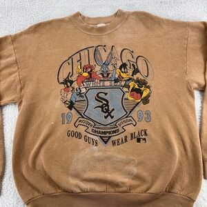 TRASHED Vintage Chicago White Sox Sweatshirt Small MLB Baseball Looney Tunes